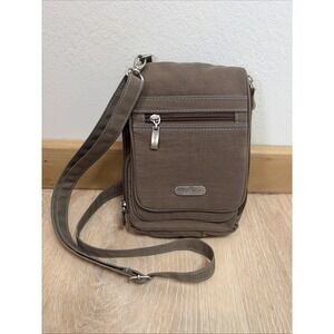 Baggallini Journey Tan Brown Multi-Compartment Zip-Around Organize Crossbody Bag